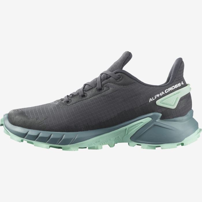 Salomon ALPHACROSS 4 GORE-TEX Trail Løbesko Dame Ebony / Trellis / Yucca | HwQj40bT