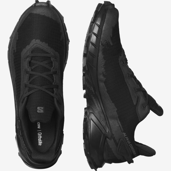 Salomon ALPHACROSS 4 GORE-TEX Trail Løbesko Herre Sort Sort Sort | QFKs4BCK