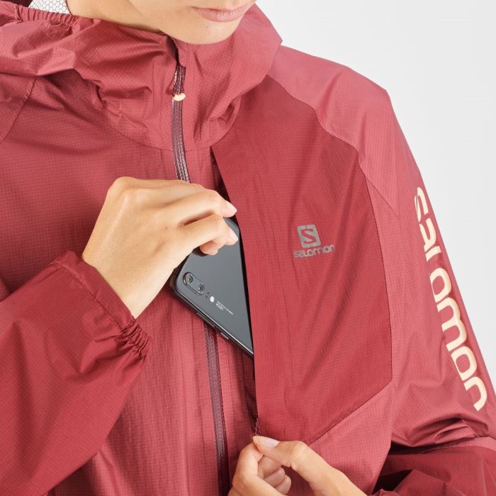 Salomon BONATTI WATERPROOF Jakke Dame Rød Mørkerød Abrikos | FdHV092a