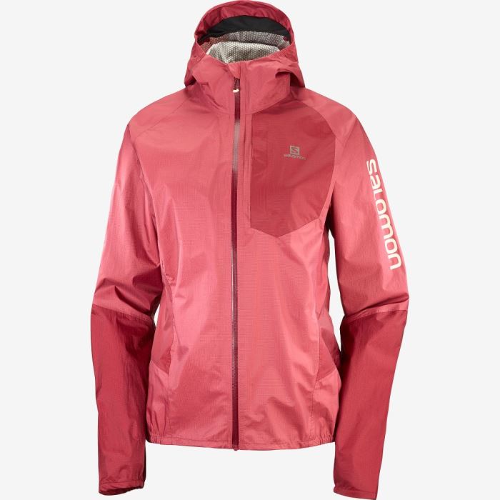 Salomon BONATTI WATERPROOF Jakke Dame Rød Mørkerød Abrikos | FdHV092a