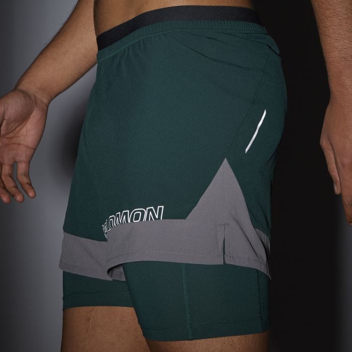 Salomon CROSS 2IN1 Shorts Herre Dyb Grøn | wghDqrSa