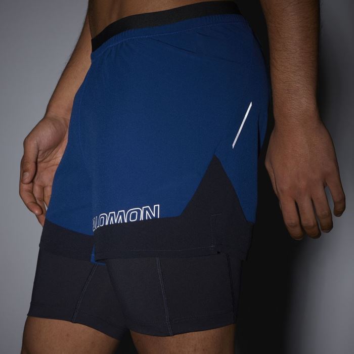 Salomon CROSS 2IN1 Shorts Herre Mørkeblå | KTREmTUX