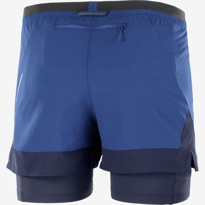 Salomon CROSS 2IN1 Shorts Herre Mørkeblå | KTREmTUX