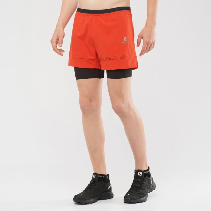 Salomon CROSS 2IN1 Shorts Herre Rød | WyzdtuxK