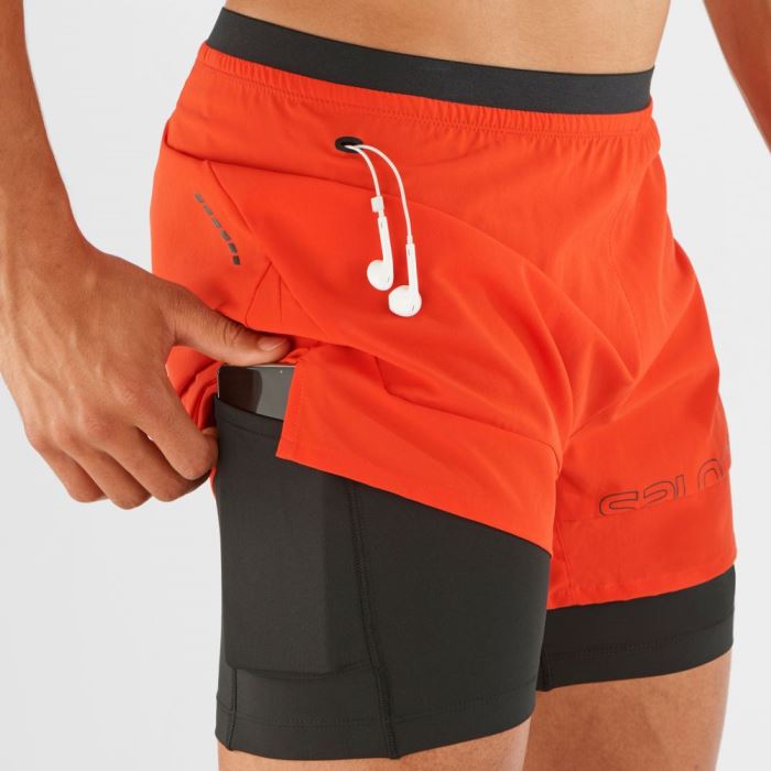 Salomon CROSS 2IN1 Shorts Herre Rød | WyzdtuxK