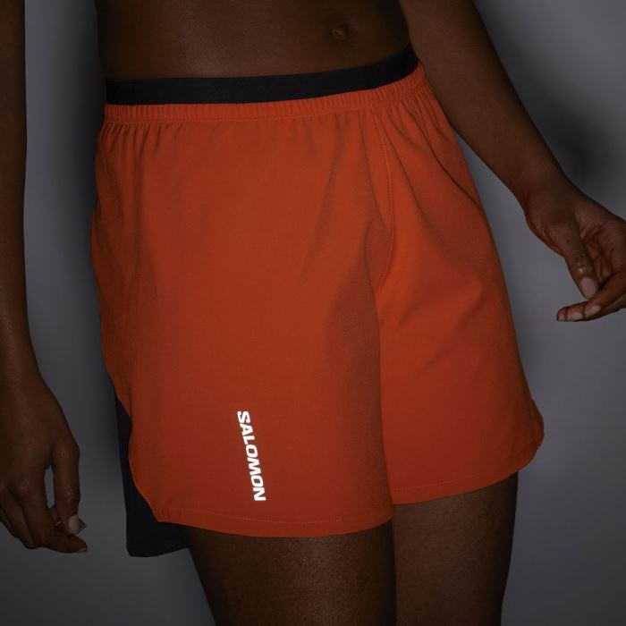 Salomon CROSS 5'' Shorts Dame Orange Sort | ikYCVvrs