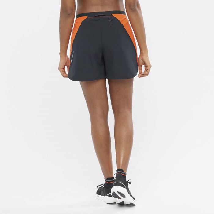 Salomon CROSS 5'' Shorts Dame Orange Sort | ikYCVvrs