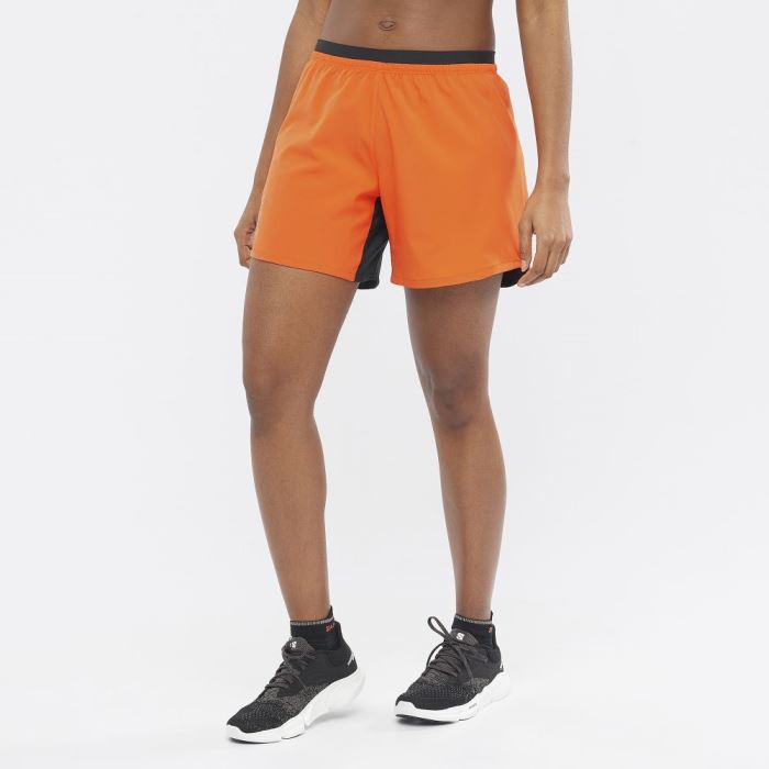 Salomon CROSS 5'' Shorts Dame Orange Sort | ikYCVvrs