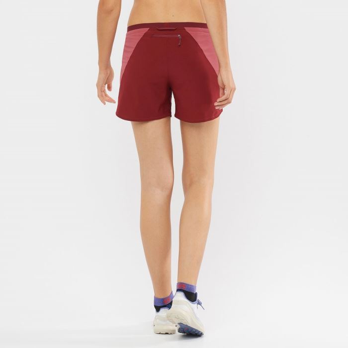 Salomon CROSS 5'' Shorts Dame Rød Mørkerød | 1lXBLXB3