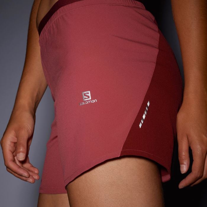 Salomon CROSS 5'' Shorts Dame Rød Mørkerød | 1lXBLXB3