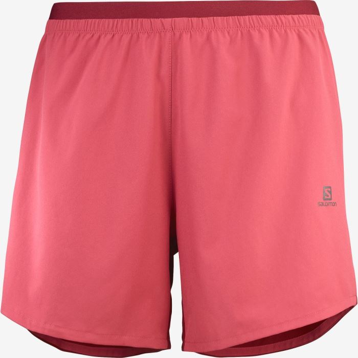 Salomon CROSS 5\'\' Shorts Dame Rød Mørkerød | 1lXBLXB3