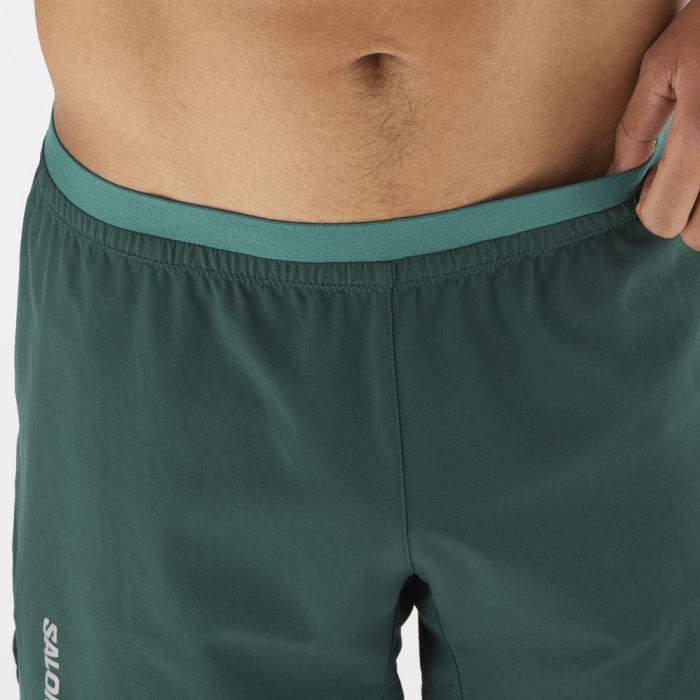 Salomon CROSS 5'' Shorts Herre Dyb Grøn | 5pEd8Icy