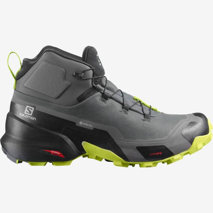 Salomon CROSS HIKE MID GORE-TEX Vandresko Herre Sort Lysegrøn | lcAxfEZt