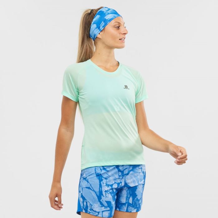 Salomon CROSS REBEL T Shirts Dame Beach Glass | ZRIf0w0d