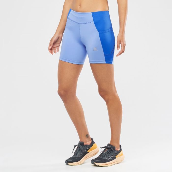 Salomon CROSS RUN 5'' Tights Dame Blå | 2dsTISf0