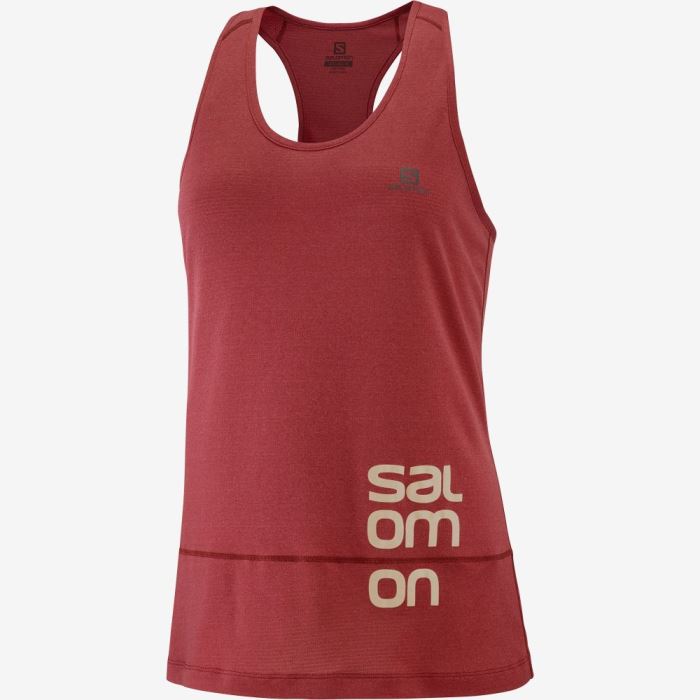 Salomon CROSS RUN GRAPHIC T Shirts Dame Mørkerød | 9Nz2h8vu