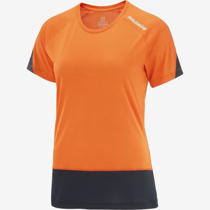 Salomon CROSS RUN T Shirts Dame Dyb Rød Sort | o84cNEyO