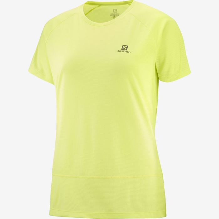 Salomon CROSS RUN T Shirts Dame Orange Lysegrøn | kcClNgu4