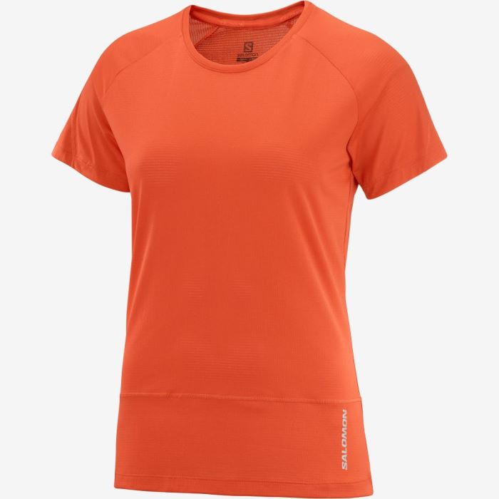 Salomon CROSS RUN T Shirts Dame Rød | Y34yO1iX