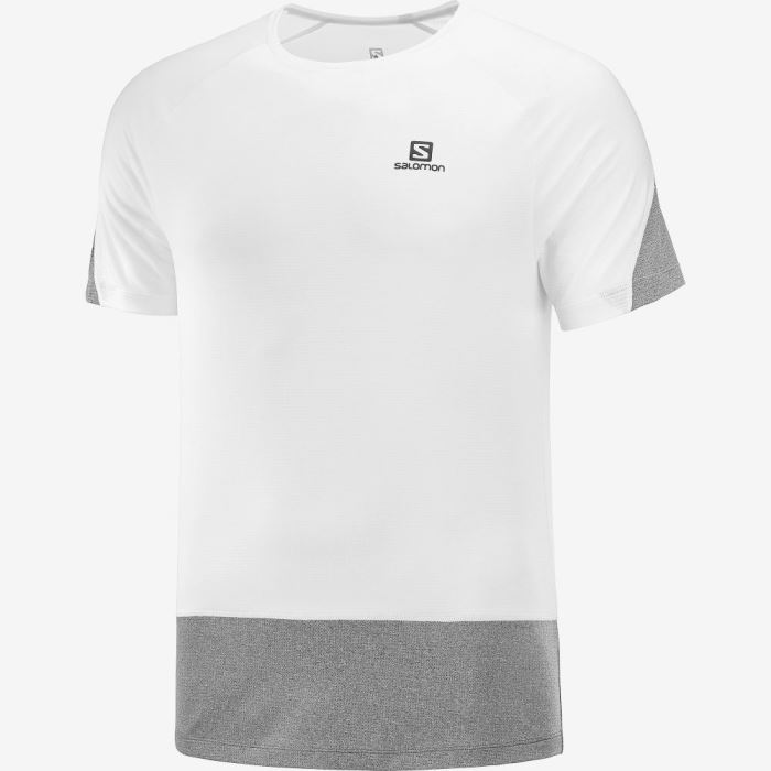 Salomon CROSS RUN T Shirts Herre Hvide Sort | A4vzgrGT