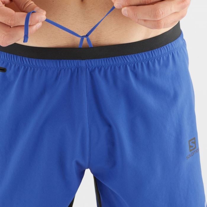 Salomon CROSS TWINSKIN Shorts Herre Blå Sort | 8npbZgYG