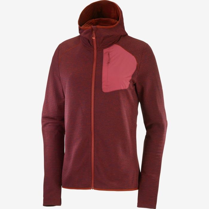 Salomon ESSENTIAL LIGHTWARM HOODED Mellemlag Dame Mørkerød Rød | 2ae8n3GE