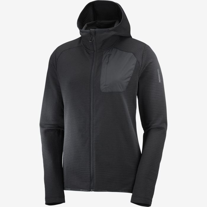 Salomon ESSENTIAL LIGHTWARM HOODED Mellemlag Dame Sort | W3bmtVZY