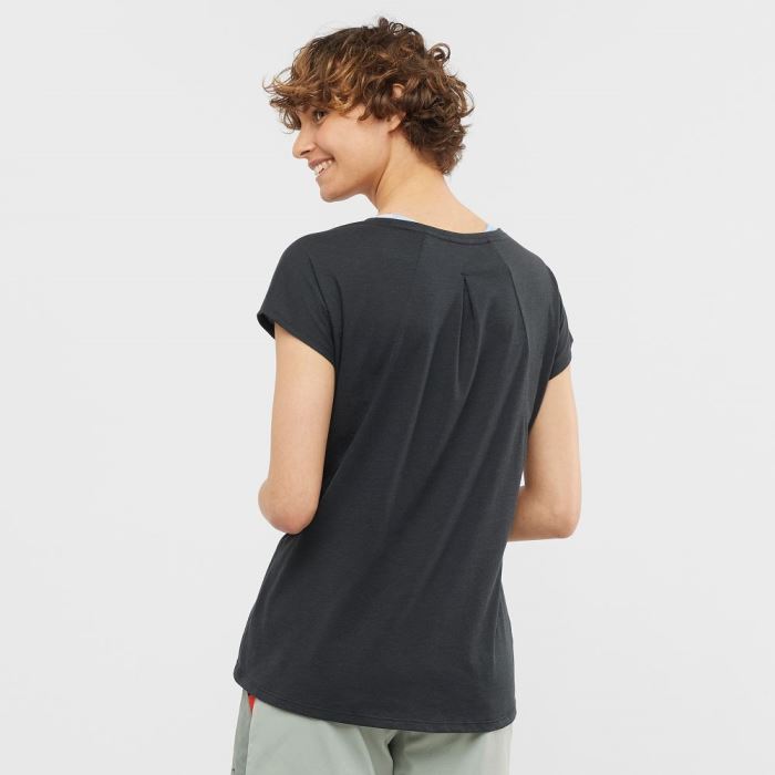 Salomon ESSENTIAL SHAPED T Shirts Dame Ebony | NQcC5gge