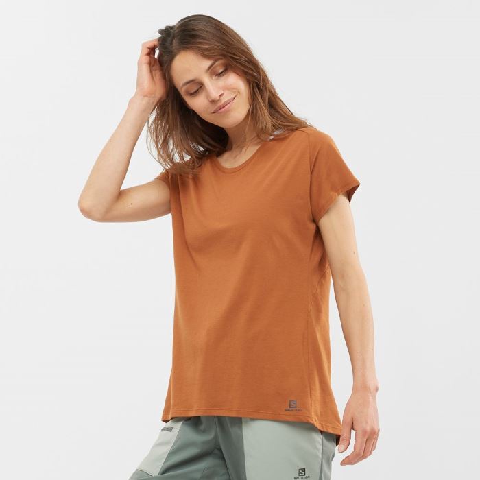 Salomon ESSENTIAL SHAPED T Shirts Dame Orange | gGTrAePn