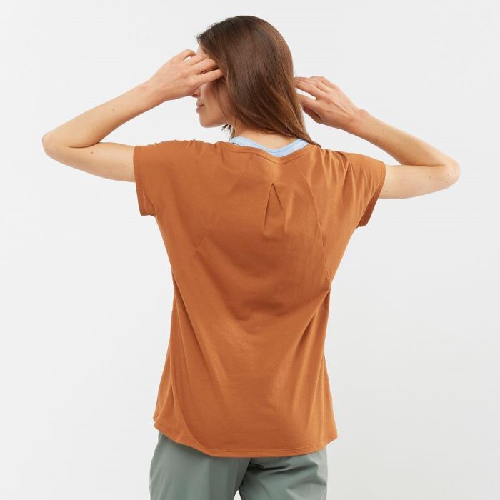 Salomon ESSENTIAL SHAPED T Shirts Dame Orange | gGTrAePn