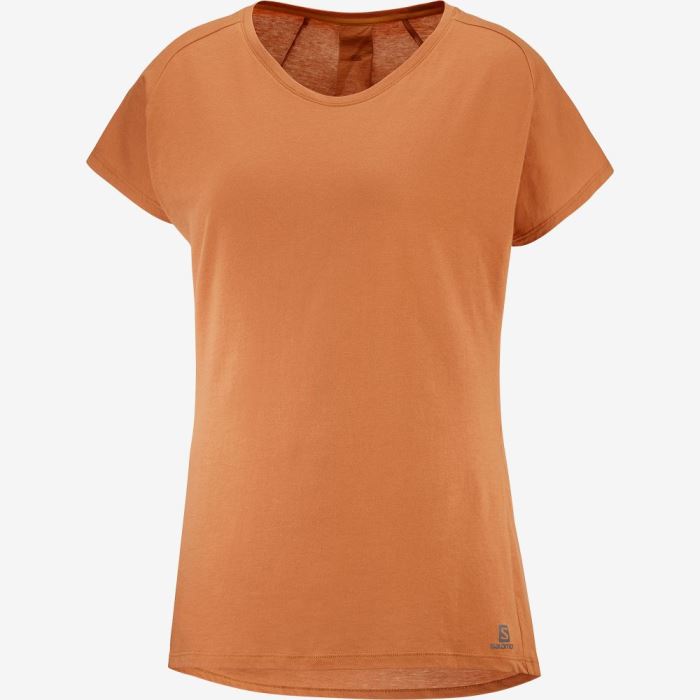 Salomon ESSENTIAL SHAPED T Shirts Dame Orange | gGTrAePn