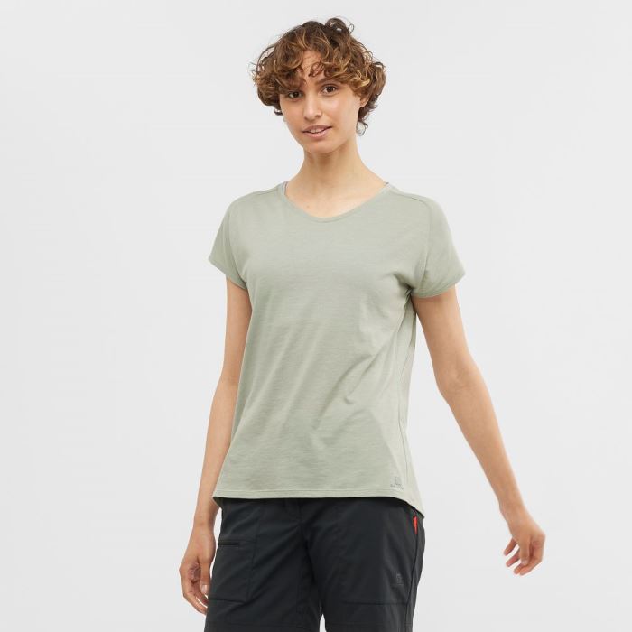 Salomon ESSENTIAL SHAPED T Shirts Dame Wrought Iron | burgUDkt