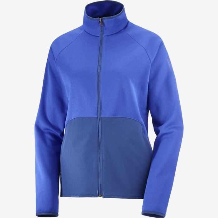 Salomon ESSENTIAL WARM FULL ZIP Mellemlag Dame Blå Mørkeblå | 1oZqgiX6