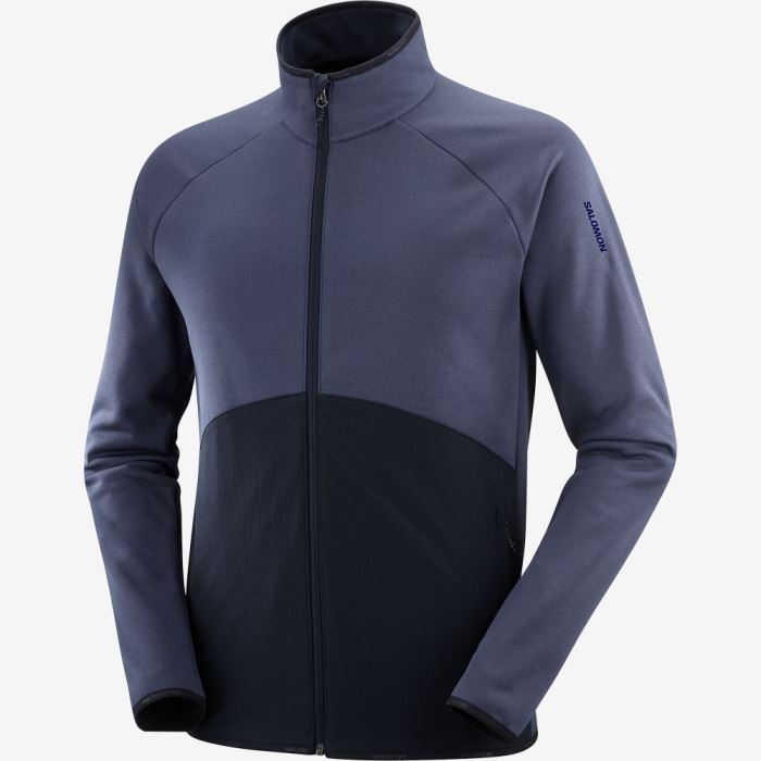 Salomon ESSENTIAL WARM FULL ZIP Mellemlag Herre Indigo | FH4BngtR