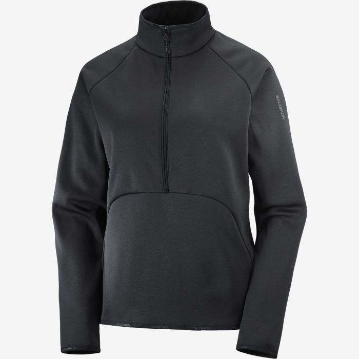 Salomon ESSENTIAL WARM HALF ZIP Mellemlag Dame Sort | CE3DGQwc