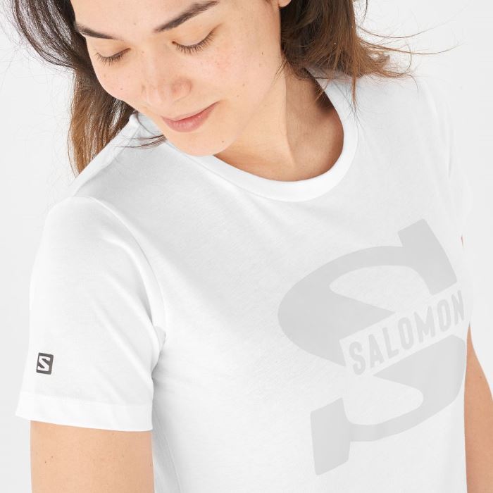 Salomon OUTLIFE BIG LOGO T Shirts Dame Hvide | 5lKy7hR2