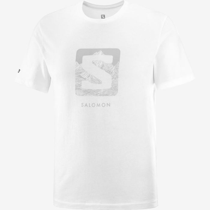 Salomon OUTLIFE LOGO T Shirts Herre Hvide | dIPoFH3O