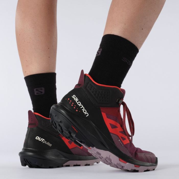 Salomon OUTPULSE MID GORE-TEX Vandresko Dame Lilla Rød | 9TrksJeP