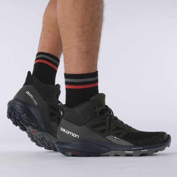 Salomon OUTPULSE MID GORE-TEX Vandresko Herre Sort | gisfxQDR