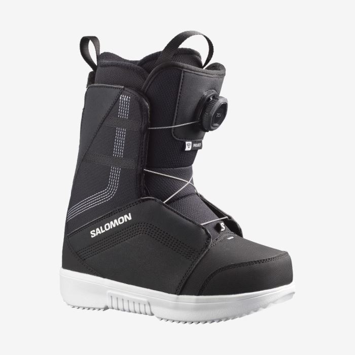 Salomon PROJECT BOA Snowboardstøvler Børn Sort Sort Hvide | xhiWU8Mm