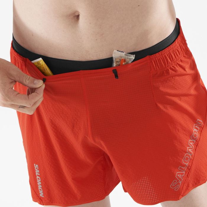 Salomon SENSE AERO 5'' Shorts Herre Rød | FAPsy8Td