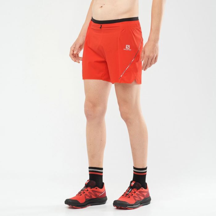 Salomon SENSE AERO 5'' Shorts Herre Rød | ZcdP0QQ4