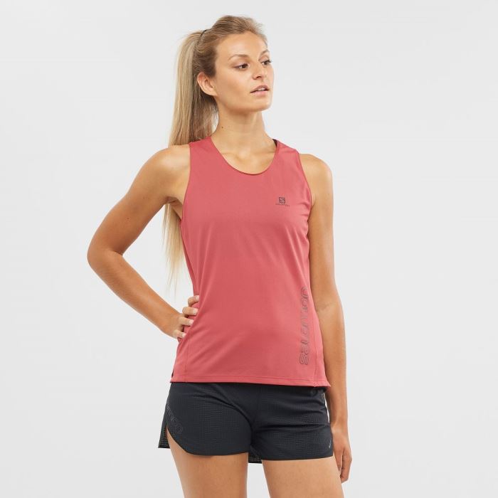 Salomon SENSE AERO T Shirts Dame Rød | 9LlnfANO