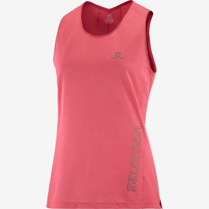 Salomon SENSE AERO T Shirts Dame Rød | 9LlnfANO