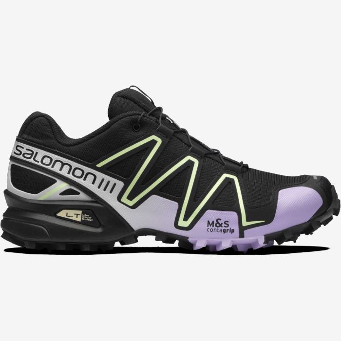 Salomon SPEEDCROSS 3 Sneakers Herre Sort Lavendel Grøn | FR3ZcqfM