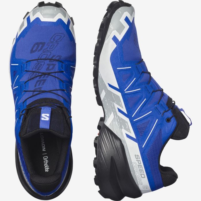 Salomon SPEEDCROSS 6 GORE-TEX Trail Løbesko Herre Blå Sort Hvide | uVE39zBV