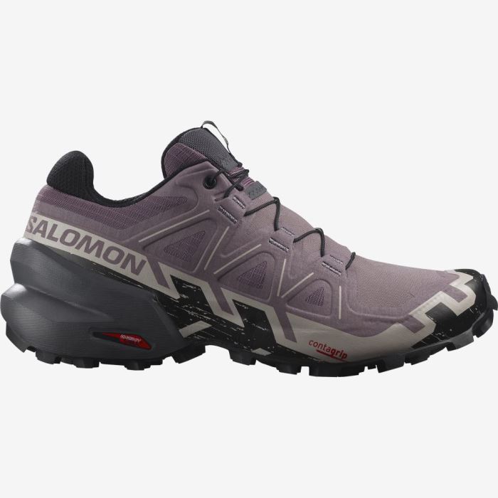 Salomon SPEEDCROSS 6 Trail Løbesko Dame Sort Grå Lyserød | N0QpqGmN