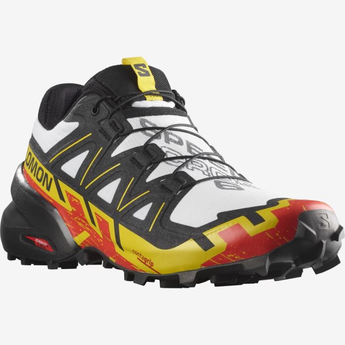 Salomon SPEEDCROSS 6 Trail Løbesko Herre Hvide Sort Gul | IGbRUyYw