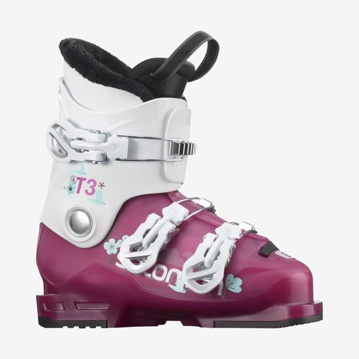 Salomon T3 RT GIRLY Skistøvler Børn Lyserød Lilla Hvide | lViQ3wLq