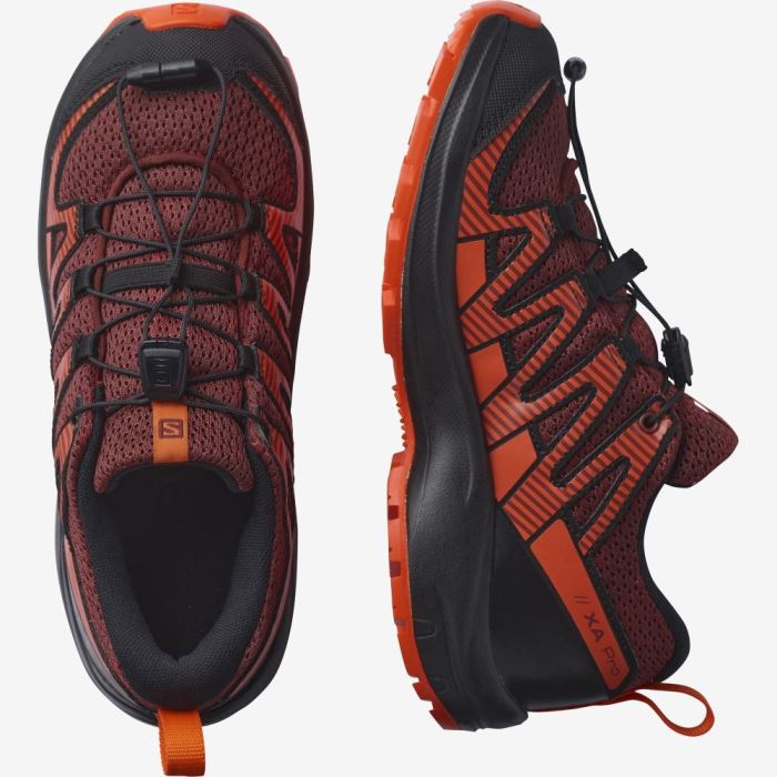 Salomon XA PRO V8 Vandresko Børn Brune Sort Rød Orange | YZrAFLTU